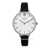 ELLE EL002-1S02L03 Black Silver Dial White Leather Strap